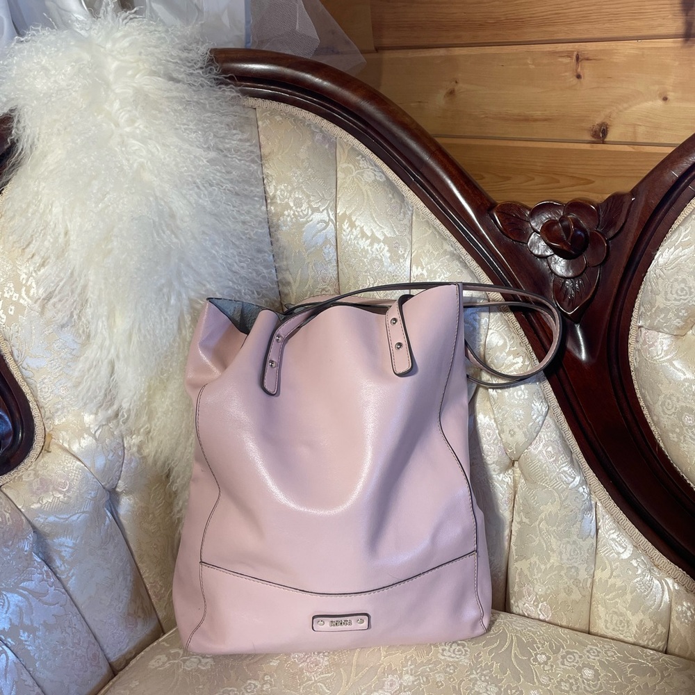Roots pink leather tote bag
